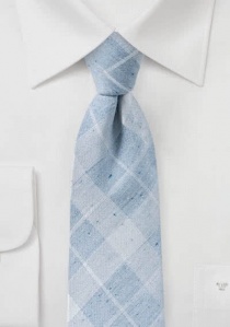 Cravate tartan bleu pigeon avec coton
