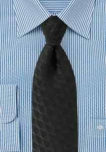Cravate homme vagues-losanges noir profond avec