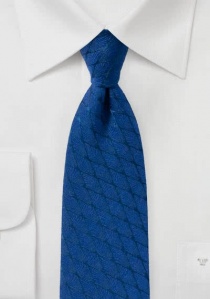 Cravate vagues-losanges bleu royal avec laine