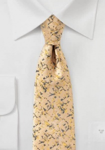 Cravate homme motif abstrait jaune moutarde gris