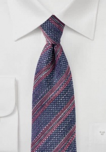 Cravate structurée rayée bleu marine rouge