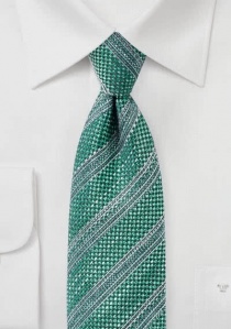 Cravate business structurée rayée vert forêt blanc