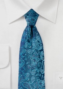 Cravate motif paisley navy cyan