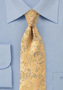 Cravate d'affaires Paisley safran gris foncé