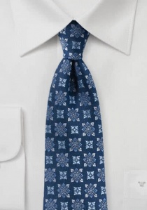 Cravate homme fleurs-ornements bleu marine