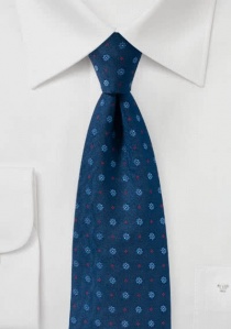 Cravate homme fleurie bleu marine