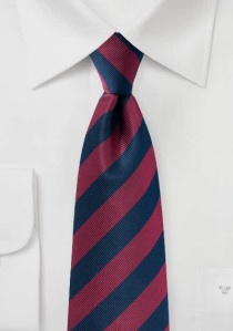 Cravate rayée bleu marine rouge