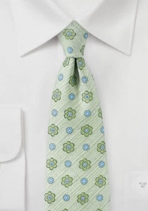 Cravate motif floral vert pâle