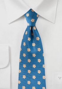 Cravate style rétro fleurs bleu clair