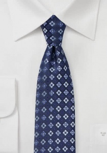 Cravate d'affaires losanges-emblements bleu nuit
