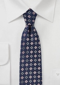 Cravate d'affaires losanges-ornements bleu marine