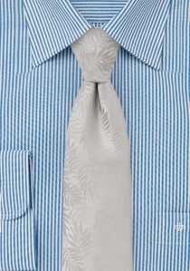Cravate homme structure fougère gris argenté