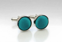 Boutons de manchettes en tissu vert pétrole