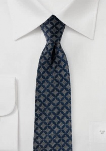 Cravate à la mode bleu nuit gris mat