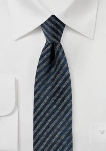 Cravate remarquable argent bleu marine mat